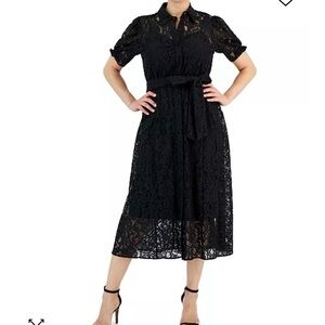 Elegant Black Lace Midi Dress
